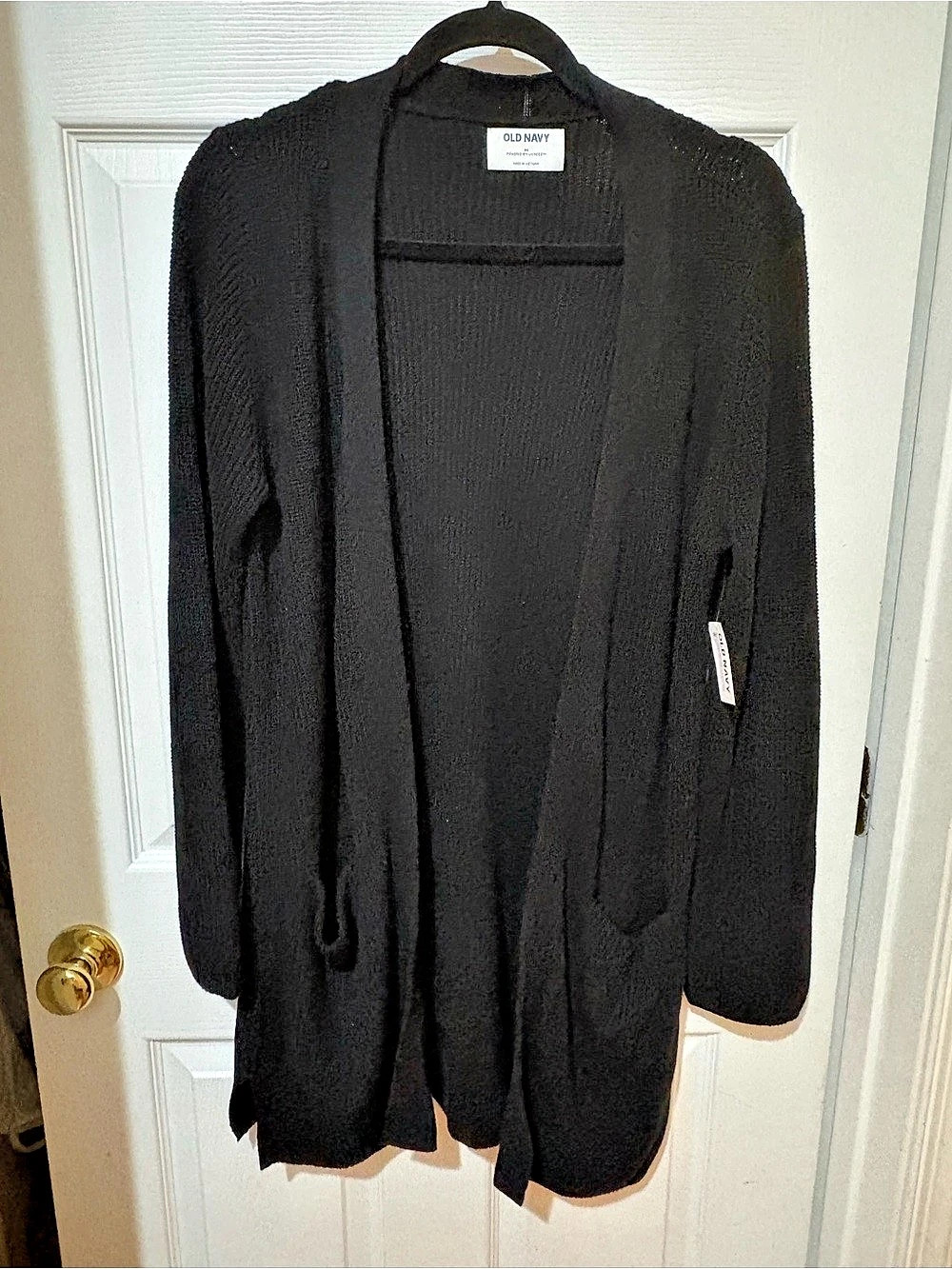 Old Navy Open-Front Longline Cardigan Sweater Black Cardigan Size Medium NWT